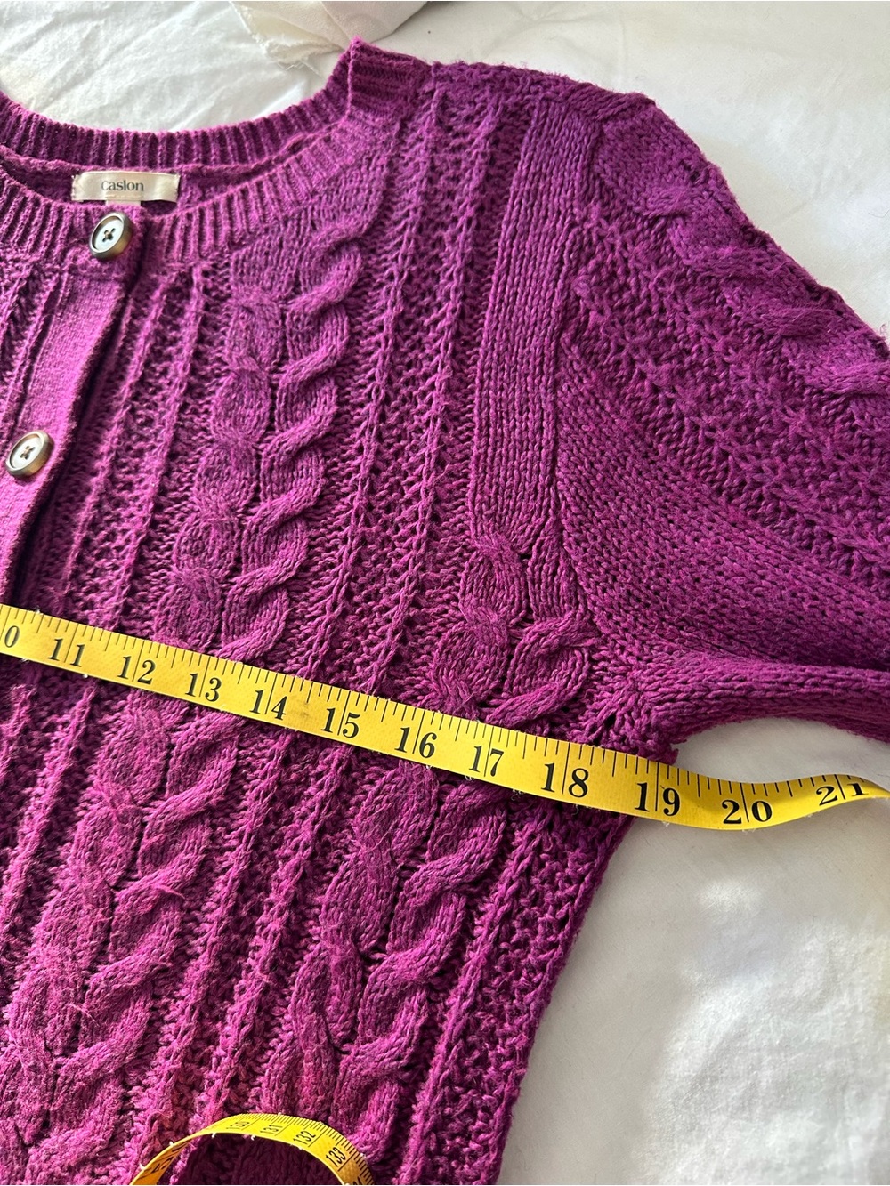 Caslon Nordstrom Magenta Cable Knit Button Cardigan size medium - Picture 10 of 13